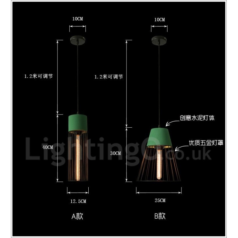 1 lampada a sospensione in metallo e cemento leggero 260×260 mm