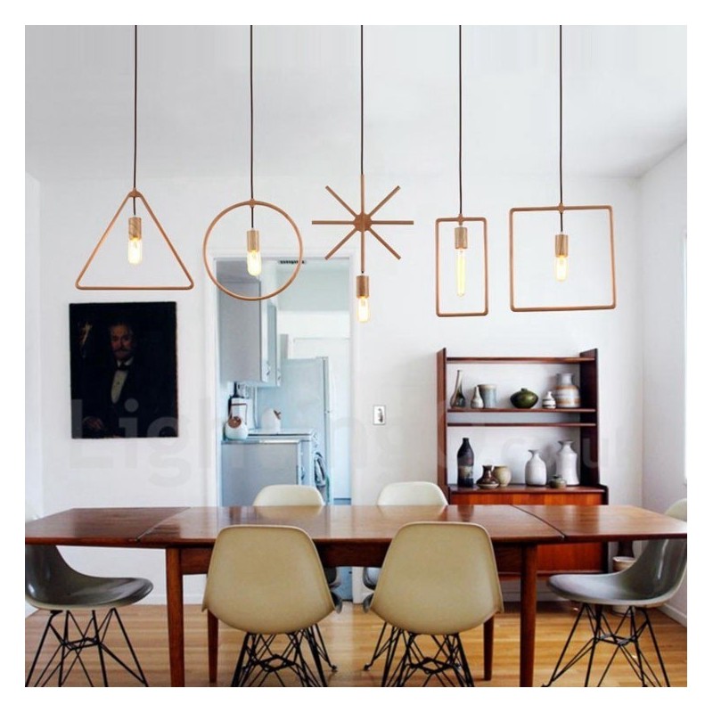 Lampada a sospensione rustica in legno 1 luce