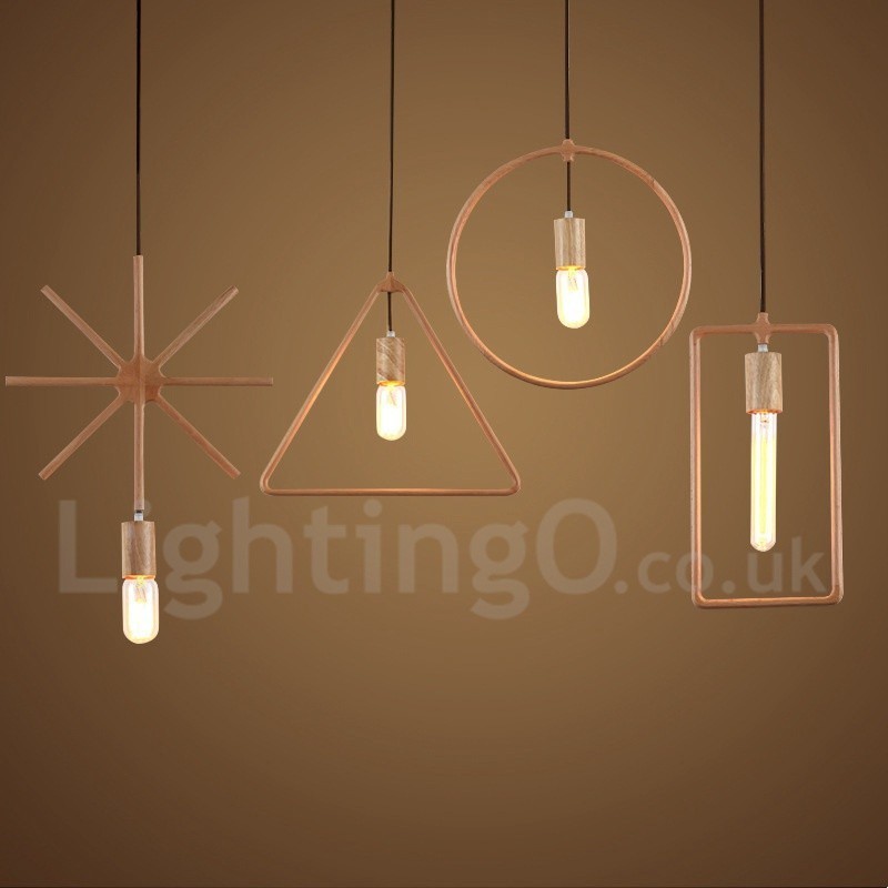 Lampada a sospensione rustica in legno 1 luce