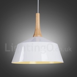 Lampada a sospensione moderna in legno e metallo, 27 cm, 1 lampadina LED