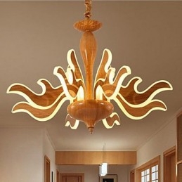 Lampadario cinese semplice in acrilico con venature del legno