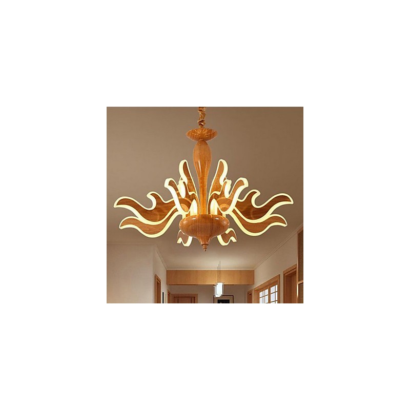 Lampadario cinese semplice in acrilico con venature del legno