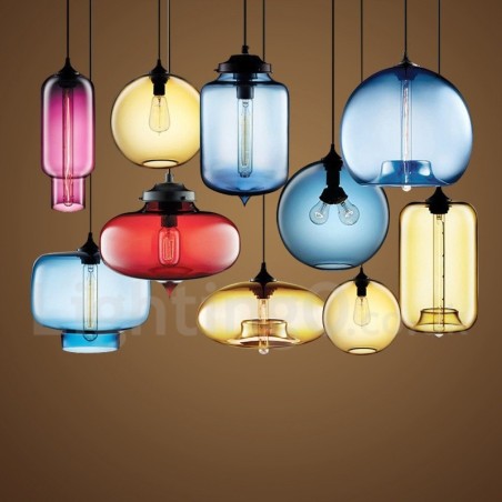 Lampada a sospensione moderna in vetro multicolore 1 luce