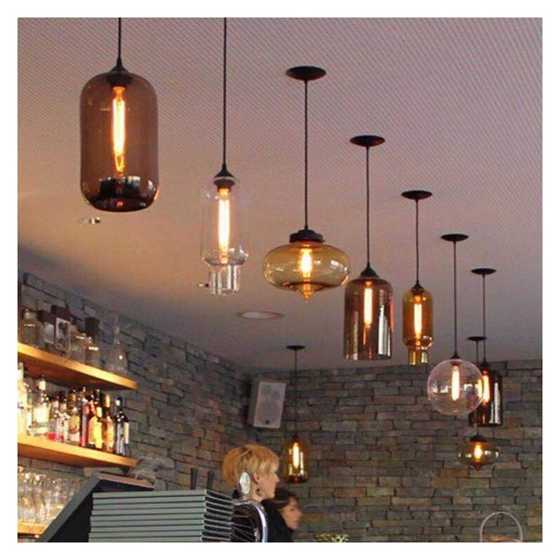 Lampada a sospensione moderna in vetro multicolore 1 luce