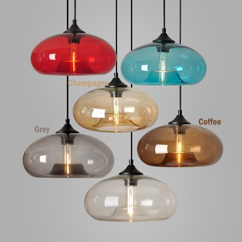 Lampada a sospensione moderna in vetro multicolore 1 luce