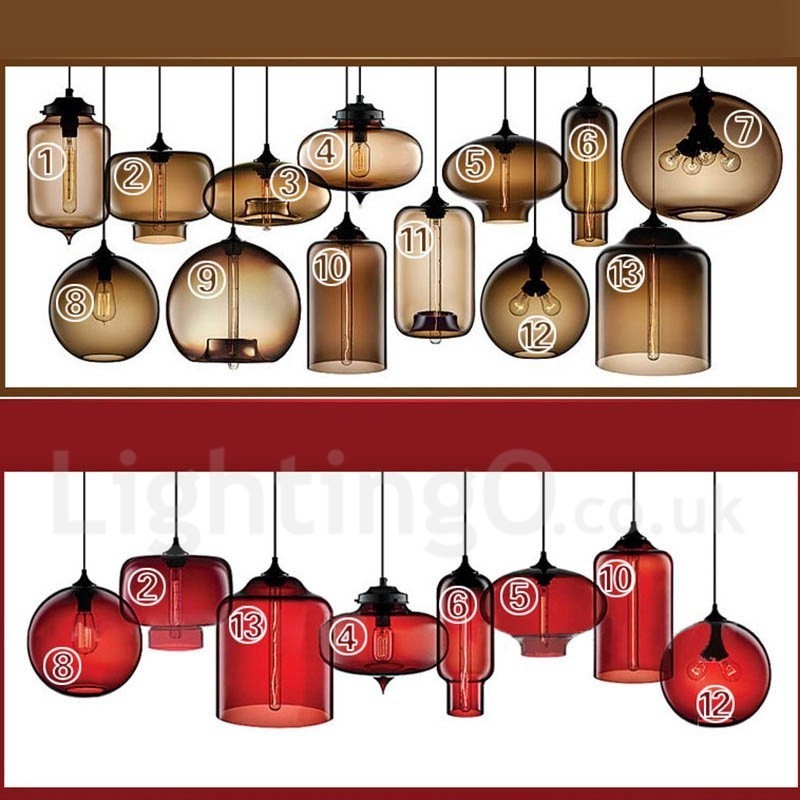 Lampada a sospensione moderna in vetro multicolore 1 luce