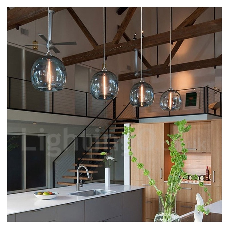 Lampada a sospensione moderna in vetro multicolore 1 luce