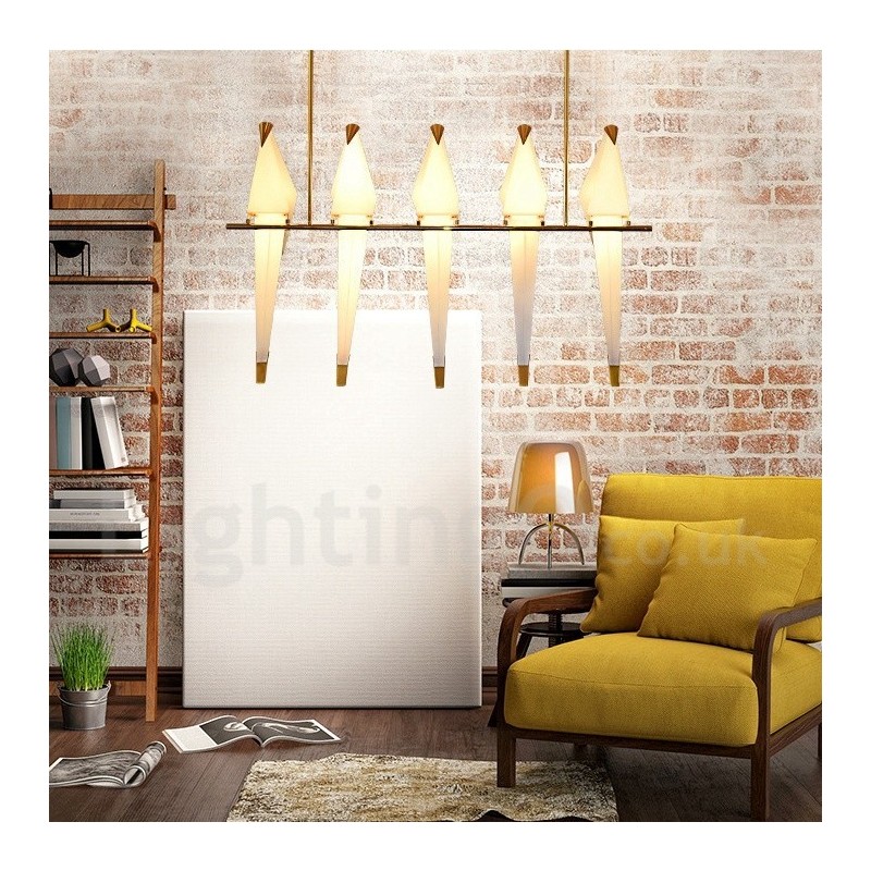 Lampada a sospensione moderna Paper Crane a 5 luci 130x112 cm
