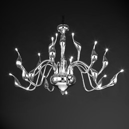 Lampadario moderno a 18 luci G4 finitura cromata
