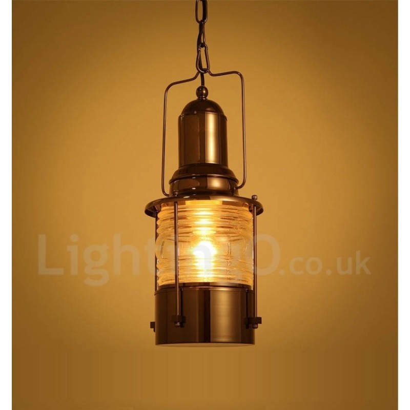 Lampada a sospensione vintage in rame stile lanterna con 1 luce