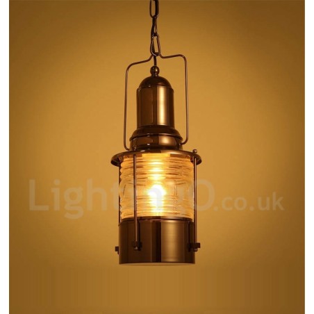Lampada a sospensione vintage in rame stile lanterna con 1 luce
