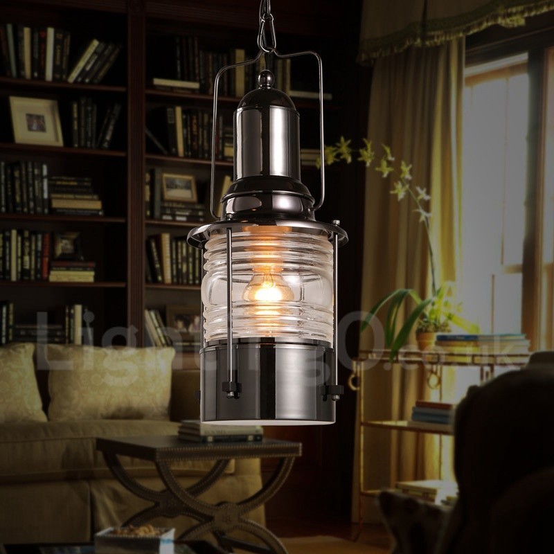 Lampada a sospensione vintage in rame stile lanterna con 1 luce