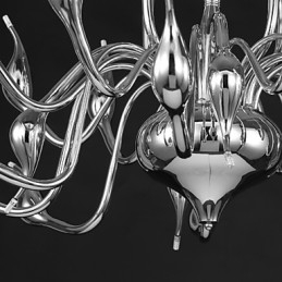 Lampadario moderno a 18 luci G4 finitura cromata