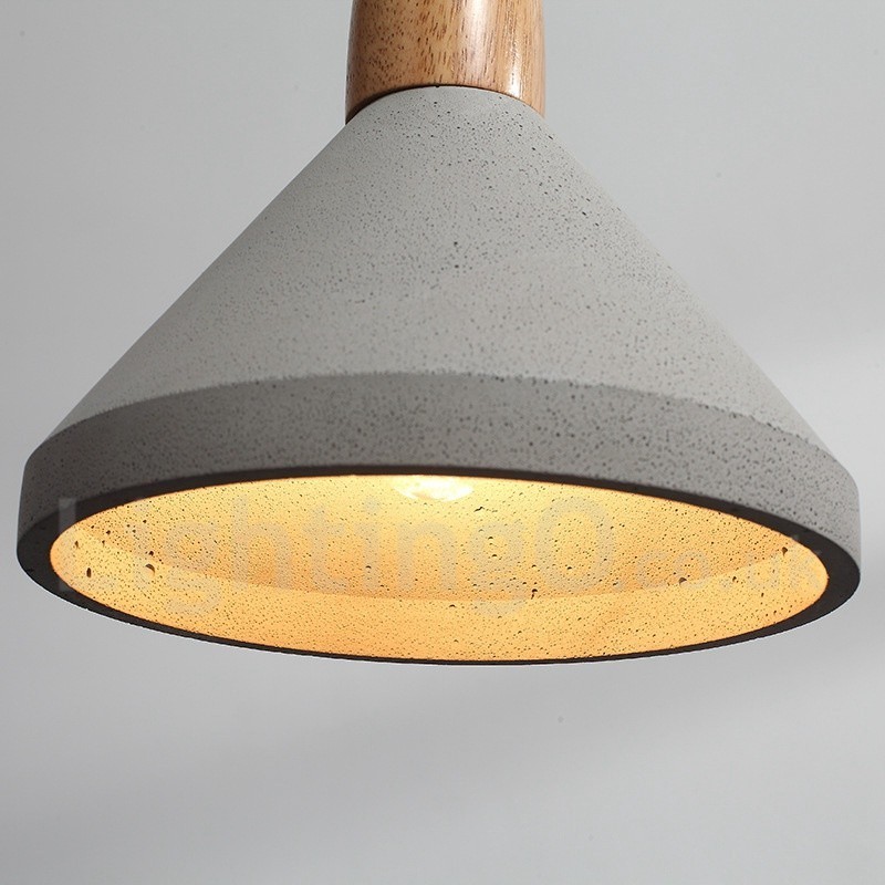 Lampada a sospensione contemporanea in legno e cemento, 1 luce