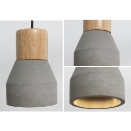 Lampada a sospensione contemporanea in legno e cemento, 1 luce