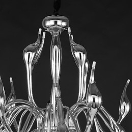 Lampadario moderno a 18 luci G4 finitura cromata