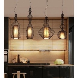 Lampada a sospensione vintage country in metallo a forma di vaso