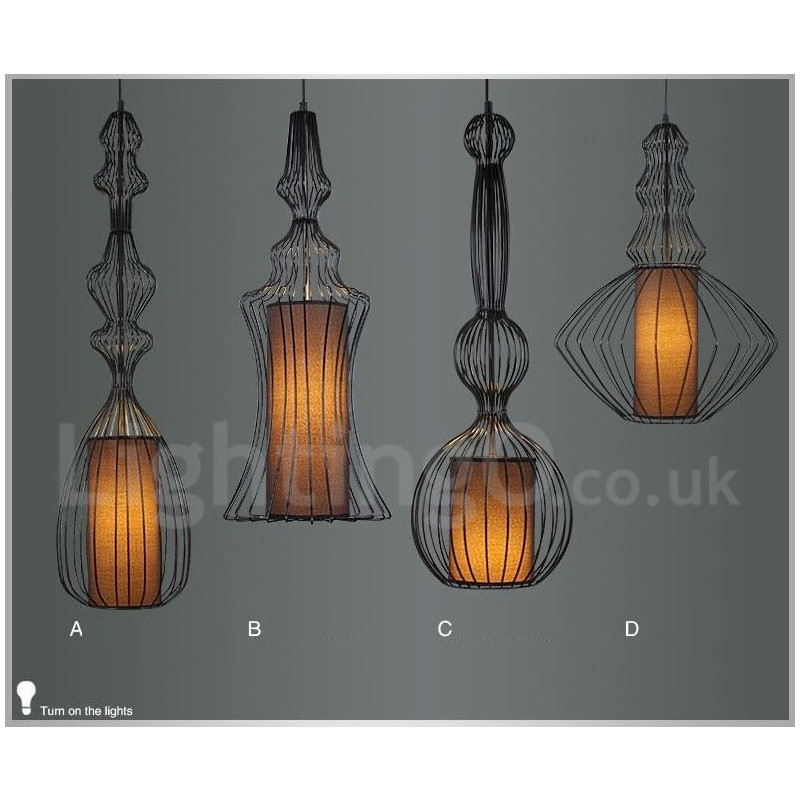 Lampada a sospensione vintage country in metallo a forma di vaso