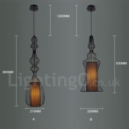 Lampada a sospensione vintage country in metallo a forma di vaso