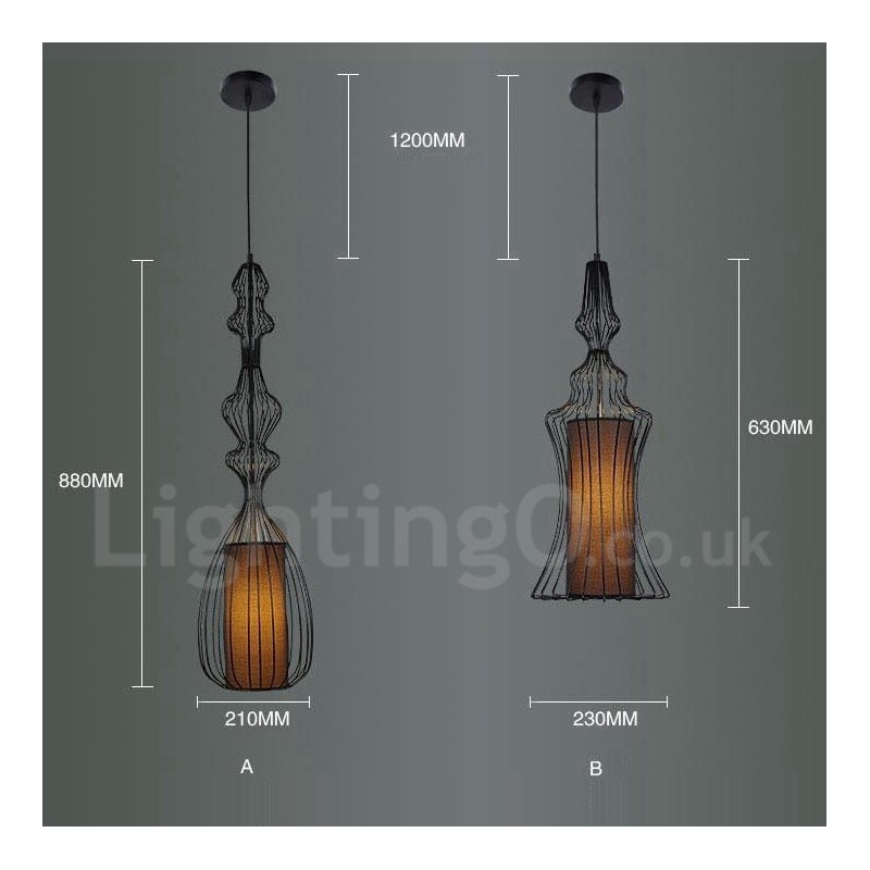 Lampada a sospensione vintage country in metallo a forma di vaso