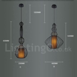 Lampada a sospensione vintage country in metallo a forma di vaso