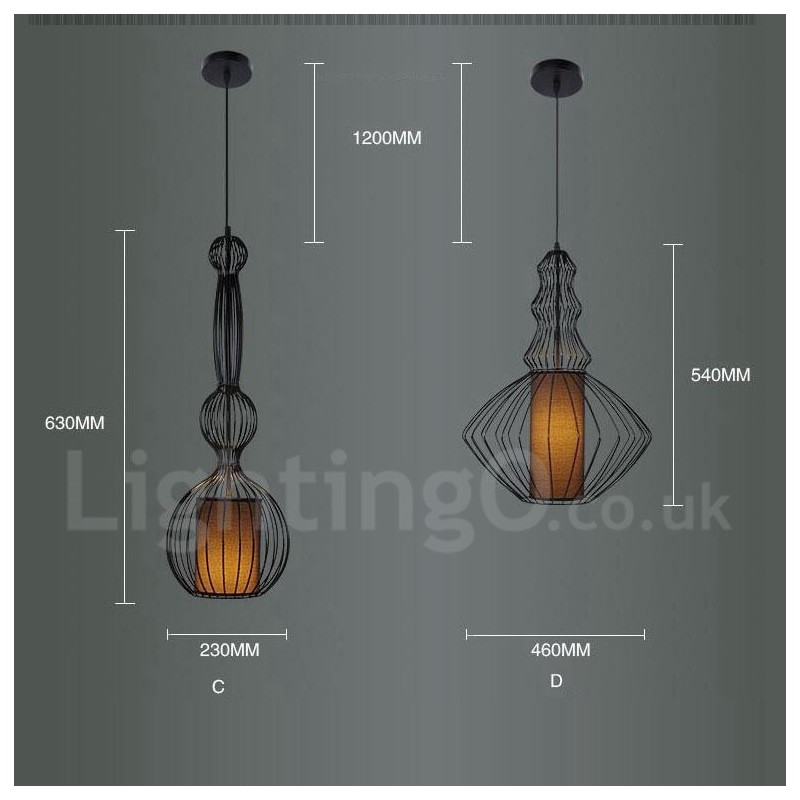 Lampada a sospensione vintage country in metallo a forma di vaso