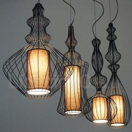 Lampada a sospensione vintage country in metallo a forma di vaso