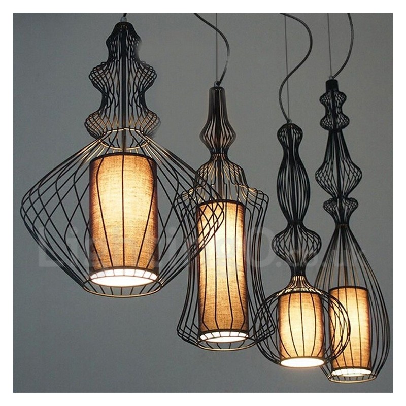 Lampada a sospensione vintage country in metallo a forma di vaso