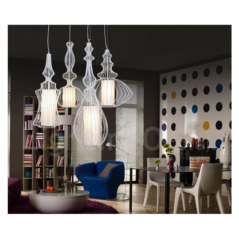 Lampada a sospensione vintage country in metallo a forma di vaso