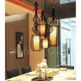 Lampada a sospensione vintage country in metallo a forma di vaso