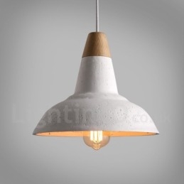 Lampada a sospensione moderna in legno e cemento 1 luce