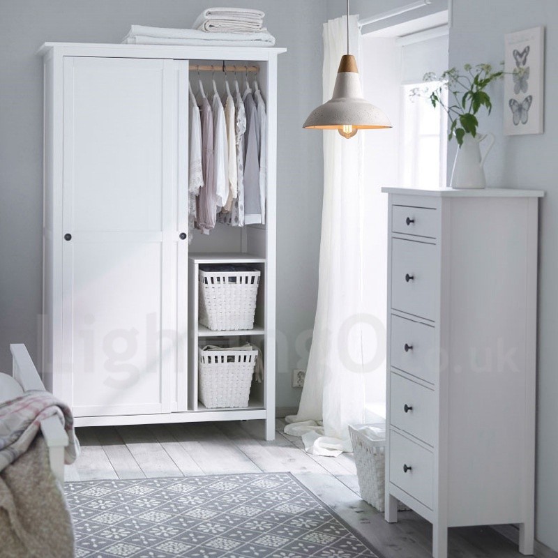Lampada a sospensione moderna in legno e cemento 1 luce