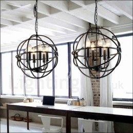 Lampada a sospensione vintage globo in metallo 6 luci