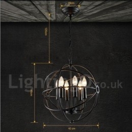 Lampada a sospensione vintage globo in metallo 6 luci