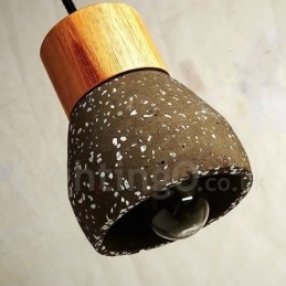 Lampada a sospensione moderna in legno e cemento con 1 luce