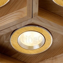 Lampada a sospensione in legno chiaro moderna 7 luci 120 cm