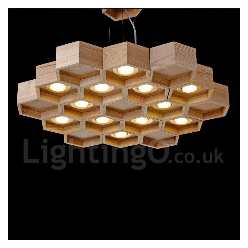 Lampada a sospensione moderna in legno chiaro 75 cm 12 luci