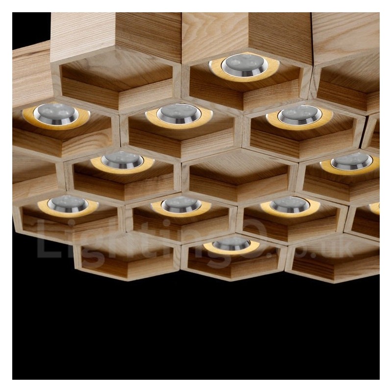 Lampada a sospensione moderna in legno chiaro 75 cm 12 luci