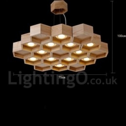 Lampada a sospensione moderna in legno chiaro 75 cm 12 luci