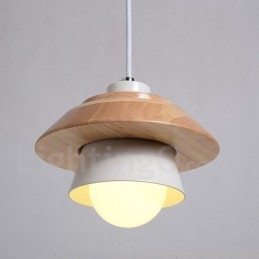 Lampada a sospensione in metallo e legno 1 luce