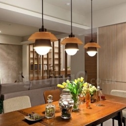 Lampada a sospensione in metallo e legno 1 luce