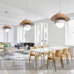 Lampada a sospensione in metallo e legno 1 luce