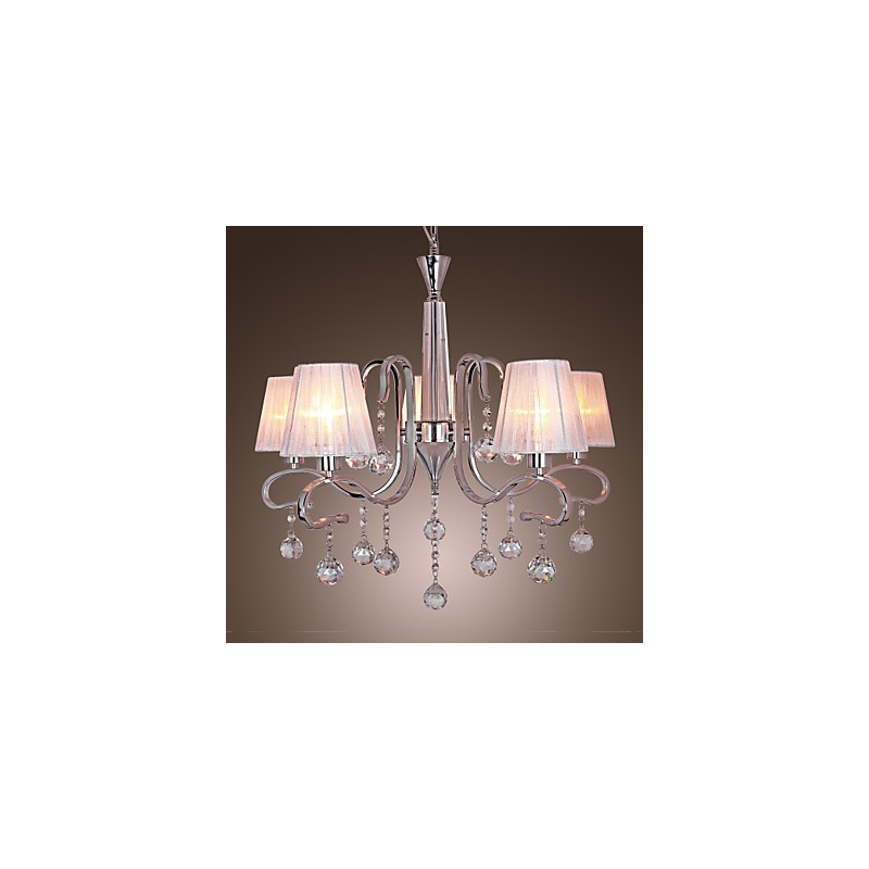 Lampadario contemporaneo in cristallo elettroplaccato argento 60 cm
