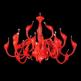 Lampadario moderno 24 luci G4 rosso dipinto