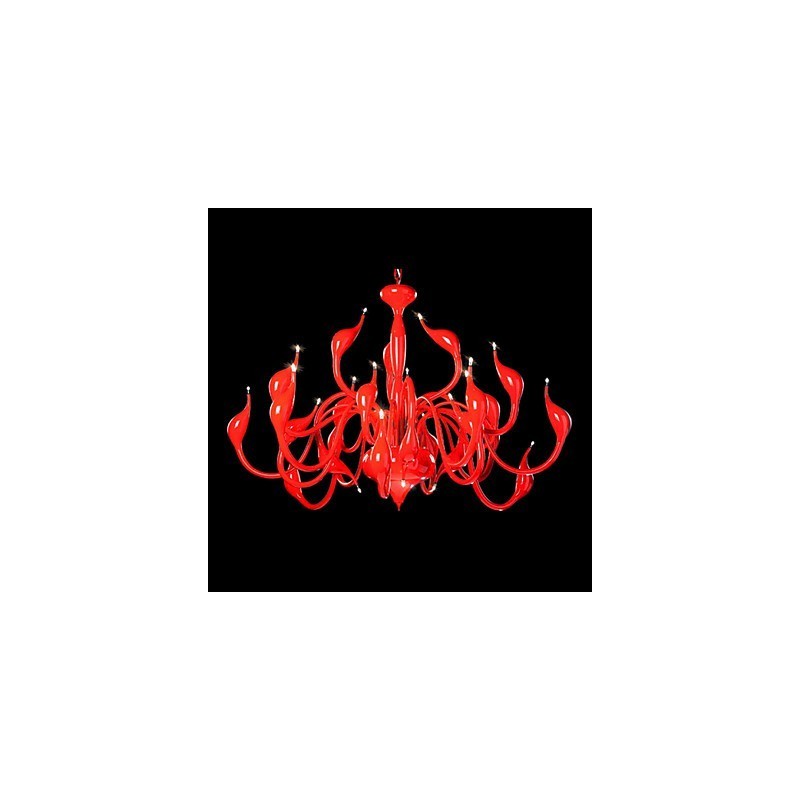 Lampadario moderno 24 luci G4 rosso dipinto