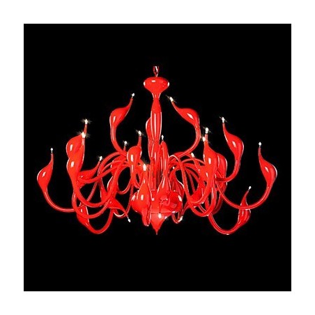 Lampadario moderno 24 luci G4 rosso dipinto
