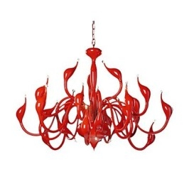Lampadario moderno 24 luci G4 rosso dipinto
