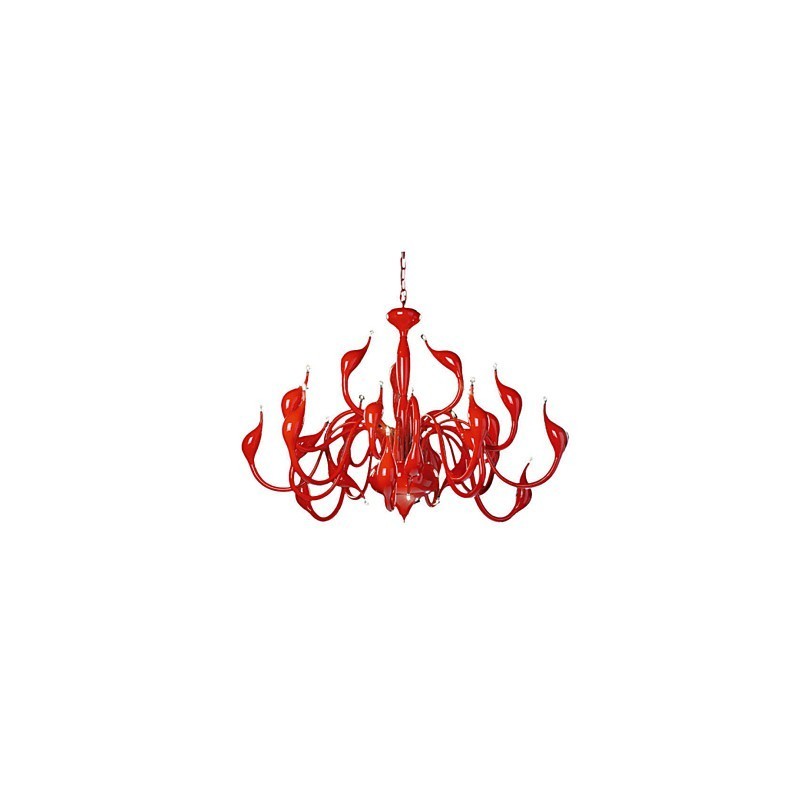 Lampadario moderno 24 luci G4 rosso dipinto