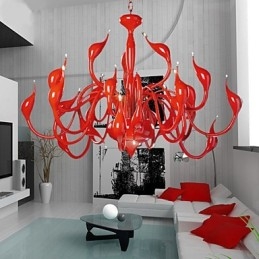 Lampadario moderno 24 luci G4 rosso dipinto