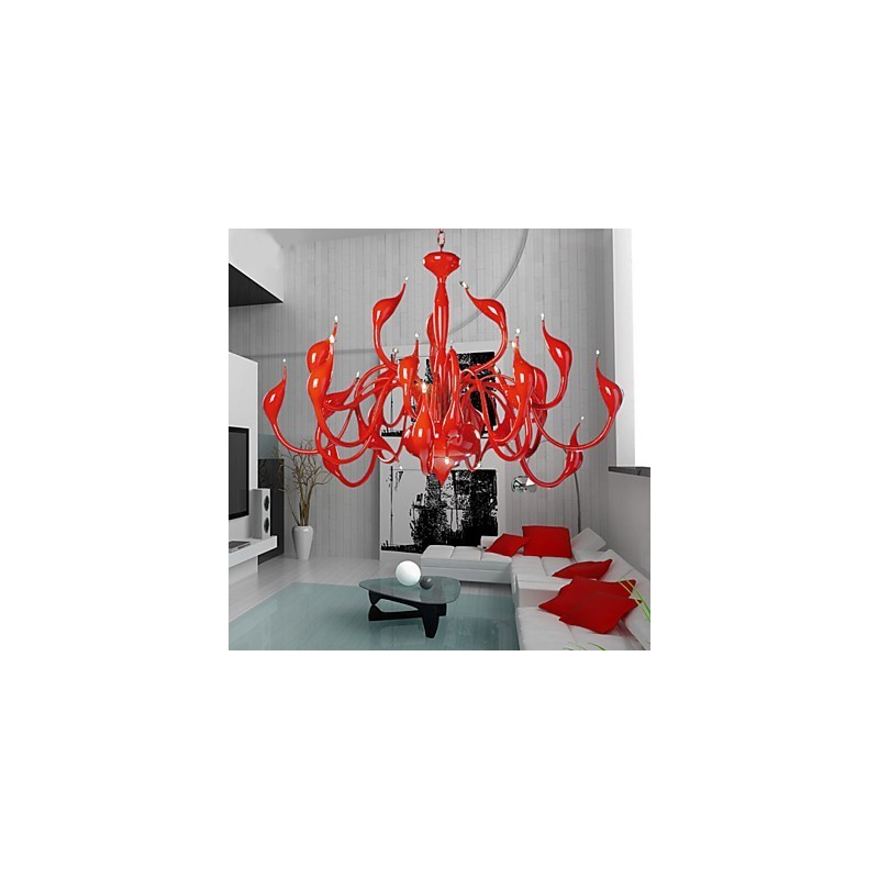 Lampadario moderno 24 luci G4 rosso dipinto